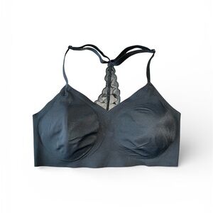 True & Co Adjustable Lace Racerback Bralette Black Wireless Bra Size L